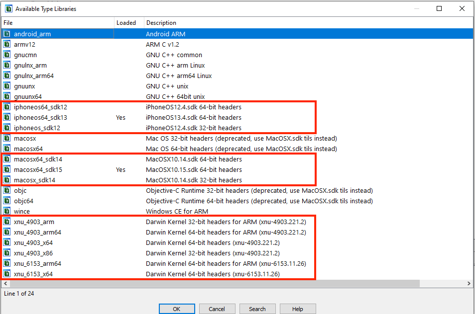 idapro 7.5 初始可用的类型库列表